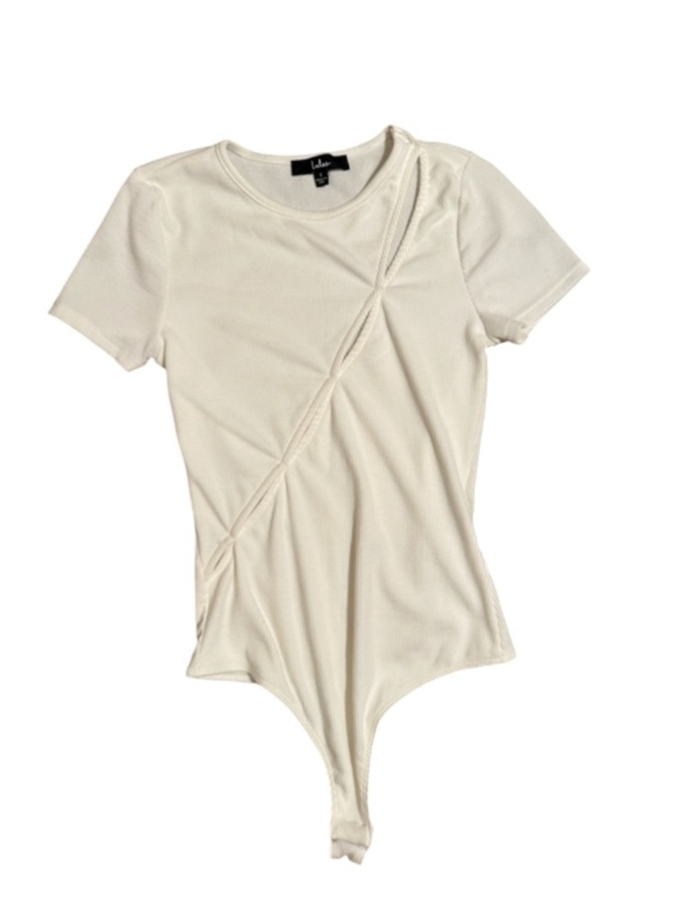 Lulu's White Short Sleeve Cutout Bodysuit